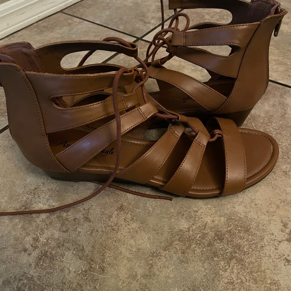 American Eagle Outfitters Tan Strappy Sandals